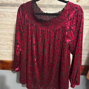 Cato Red and Black Floral Blouse